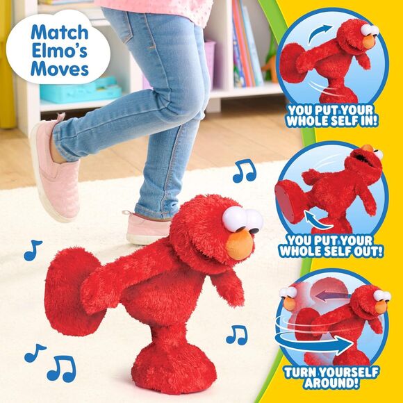 14” Sesame Street Hokey Pokey Elmo Bilingual Stuffed Animal for Pretend Play - Picture 4 of 6